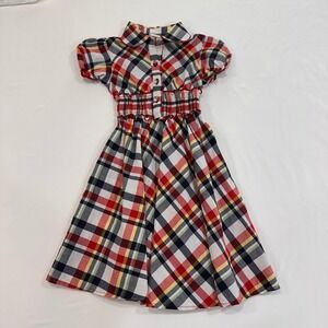 Maria Elena Plaid‎ Smocked Waist Dress Kids Size 6 Multicolor Ric Rac | Preppy